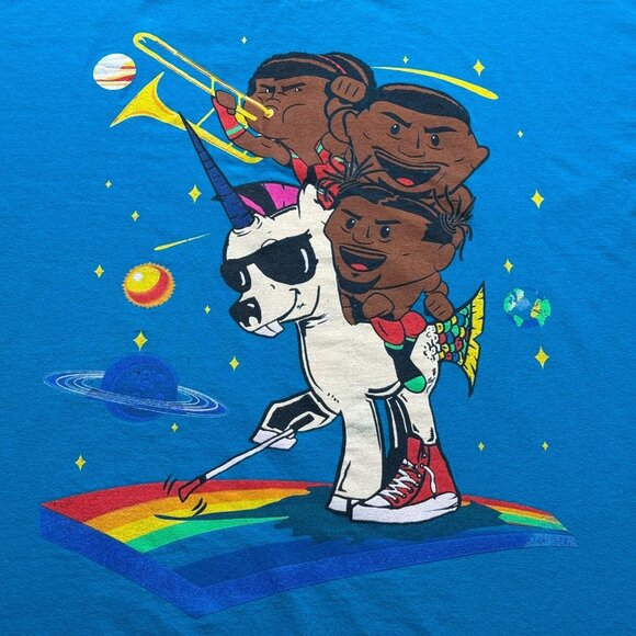 New Day WWE Shirt Men XL Blue Unicorn Trombone Short Sleeve - Picture 1 of 12